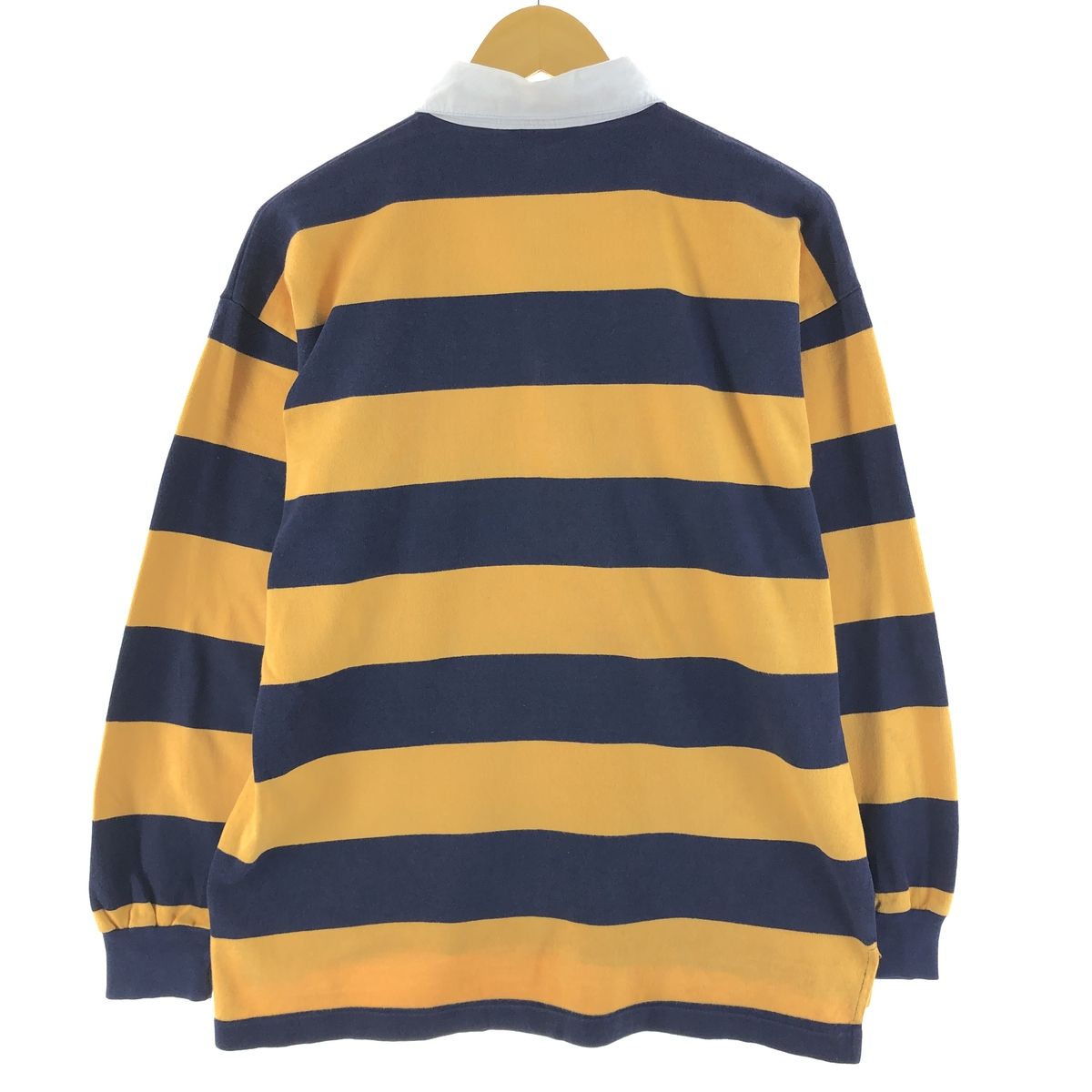 【ゆったり】 90s ポロスポーツ 長袖 ラガーシャツ M ボーダー柄 オレンジ Ralph Lauren - 90s USA製 ポロ ラルフローレン ボーダー 長袖
