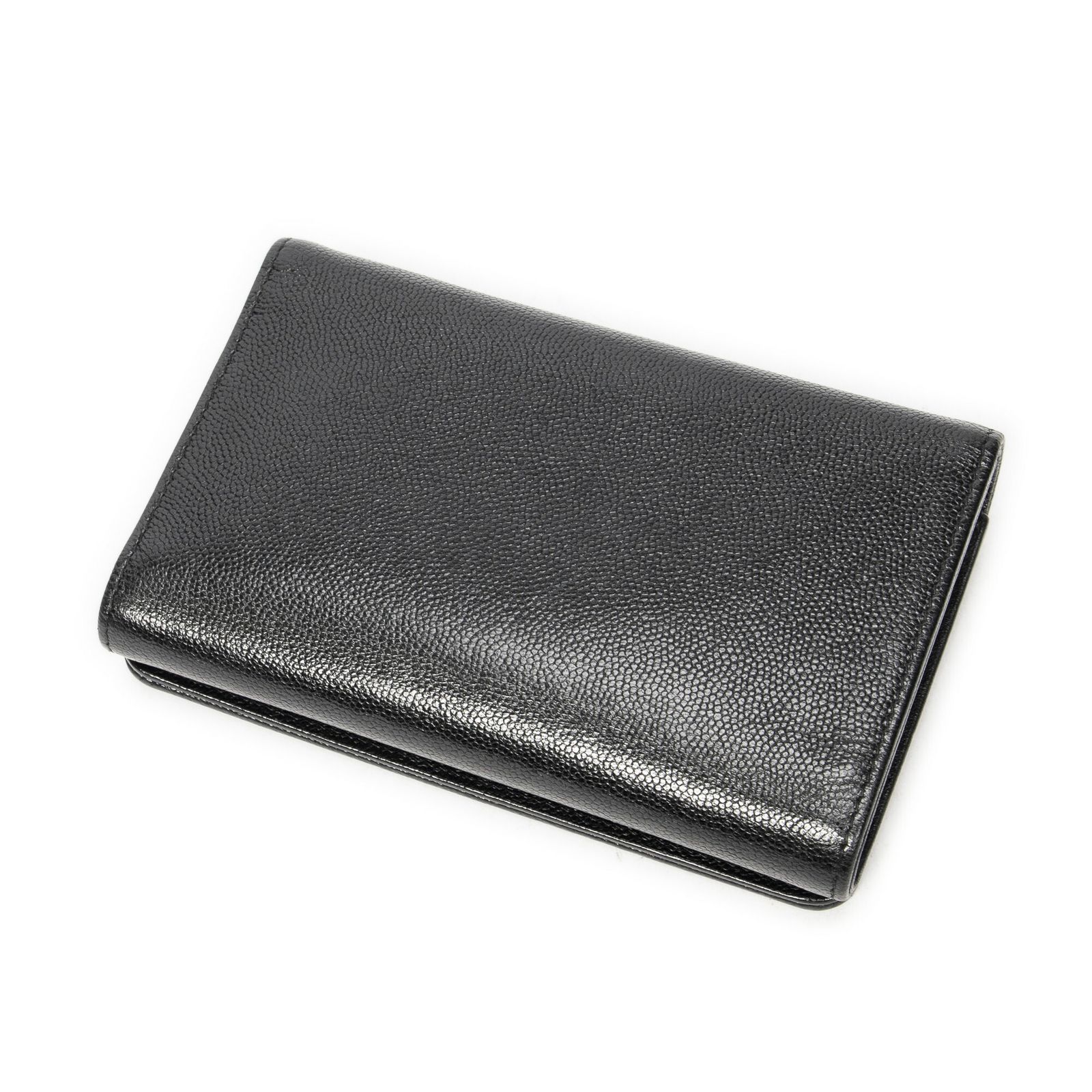 CHANEL シャネルタイムレス二つ折り財布黒キャビアレザーA