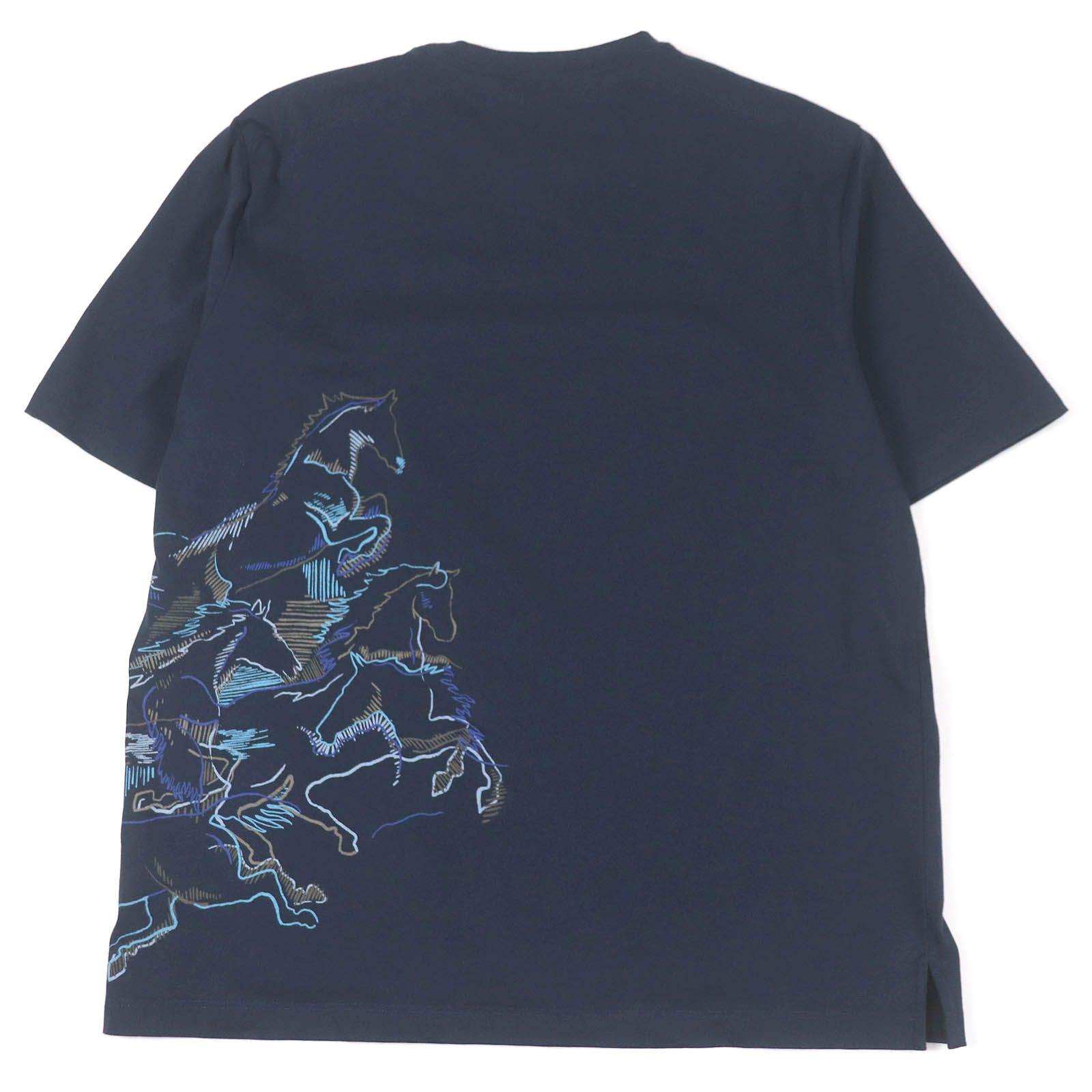 HERMES カヴァルカード Tシャツ ホース プリント ネイビー M 22SS