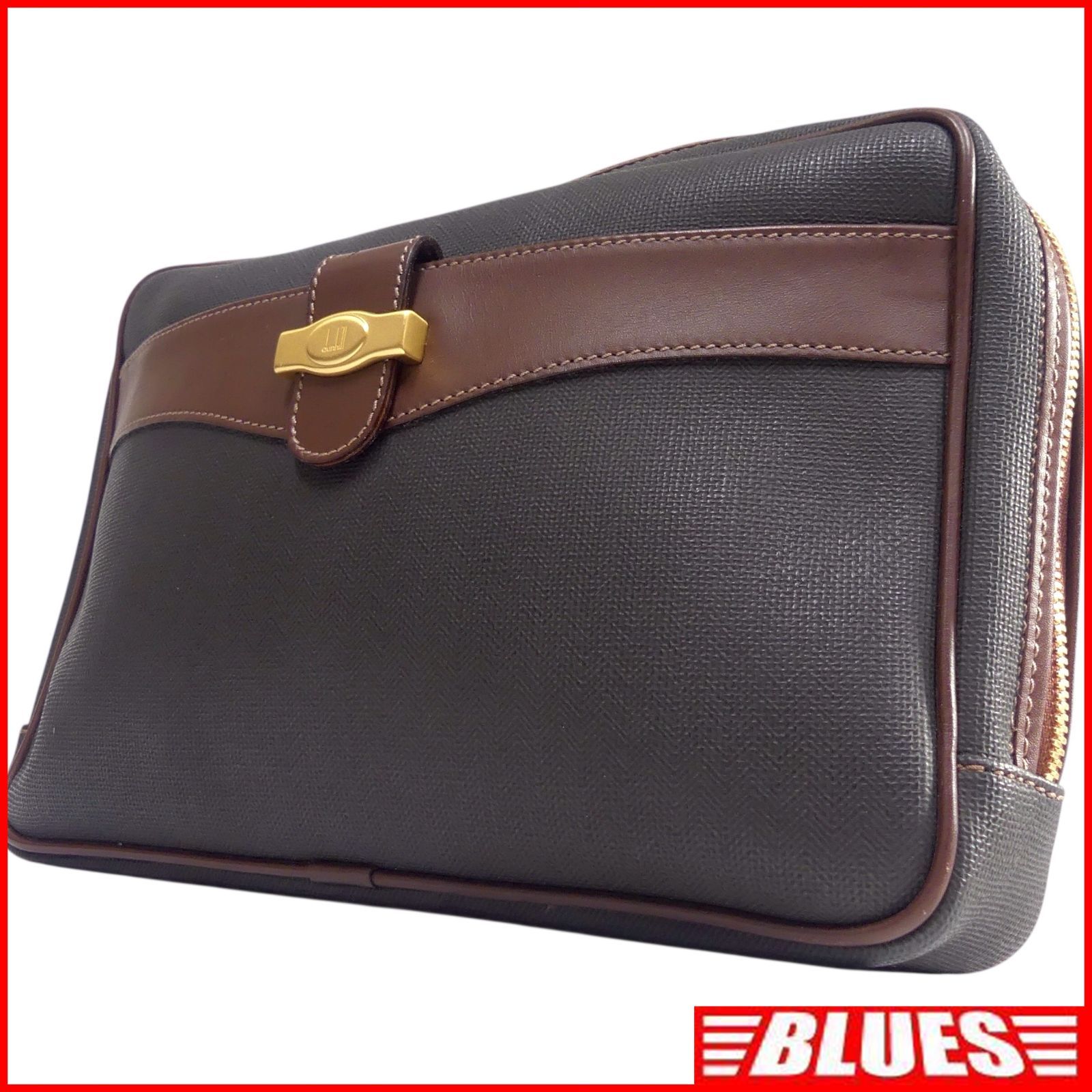 Dunhill ダンヒル セカンドバッグ メンズ 本革 クラッチバッグ レザー 茶 ゴールド金具 セカンドバッグ一覧←SEULB屋着古← NR4455