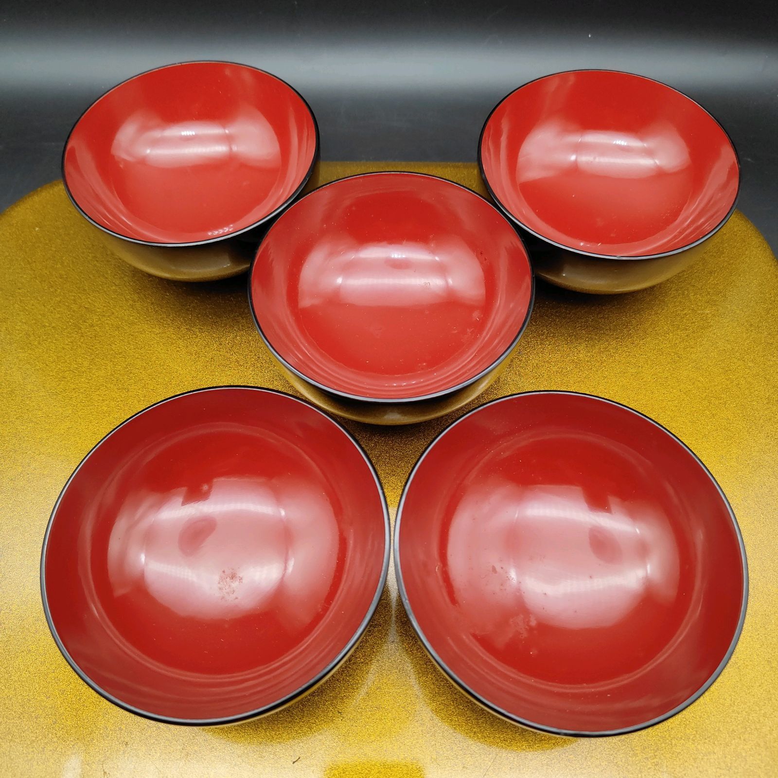 秋田特産　川連漆器　5客セット 新品・未使用】伝統工芸 川連漆器 秋田県 茶托5枚セット 約10センチ