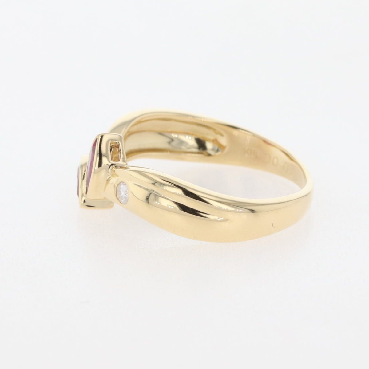 ルビー デザインリング YG イエローゴールド メレダイヤ 指輪 リング 11.5号 K18 ルビー ダイヤモンド レディース FORTGASGNV_COM_BR