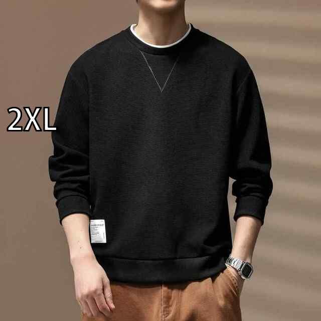2XL 秋冬 コーデ メンズ 服 シンプル ファッション オシャレ 大人 かっこいい 大きいサイズ ストリート 紳士服 アメリカン ヘビー フェイク ツーピース 長袖 T シャツ トップス スウェットシャツ