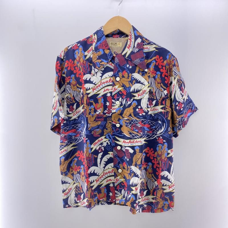 KEONI OF HAWAII アロハシャツ ネイビー サイズS ケオニオブハワイ 24