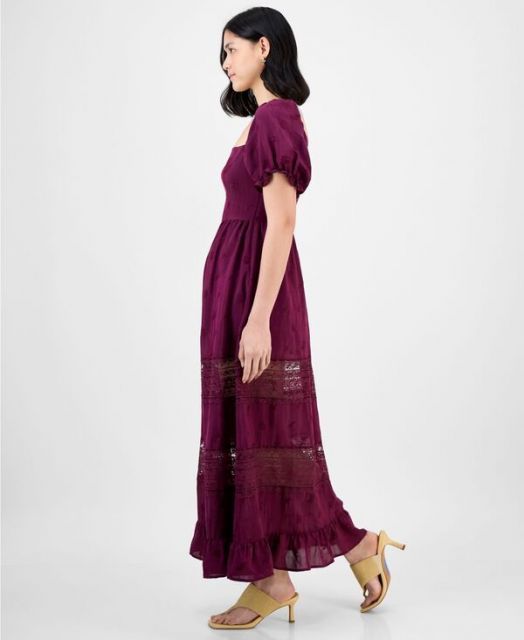 Square-Neck Embroidered