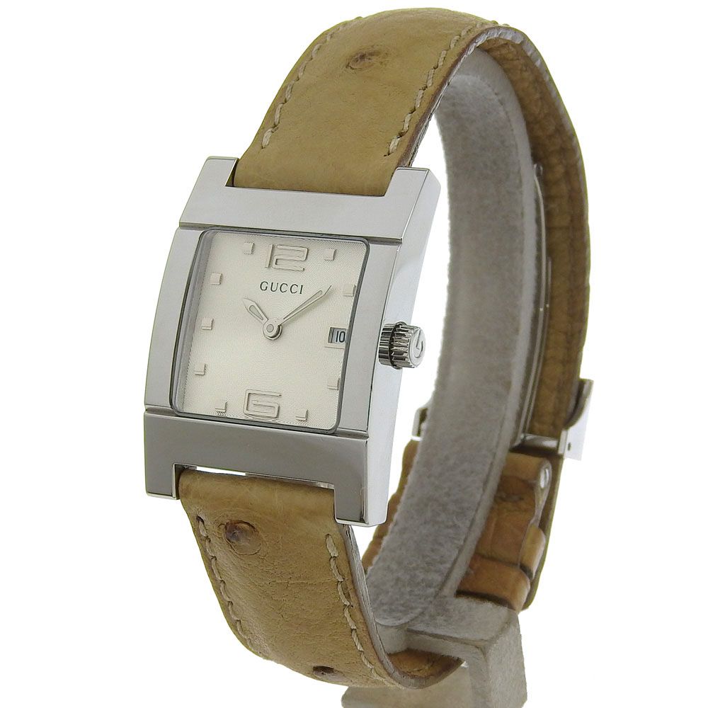 GUCCI】グッチ 7700L ステンレススチール×オーストリッチ クオーツ