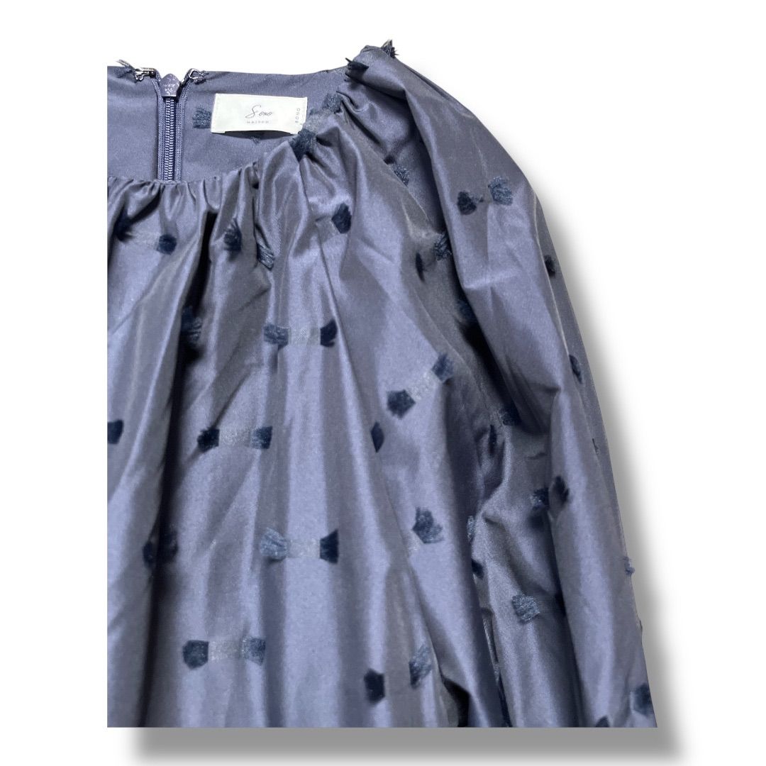 SONO ソーノ リボンカット ジャガードブラウス 長袖 プルオーバー ぺ