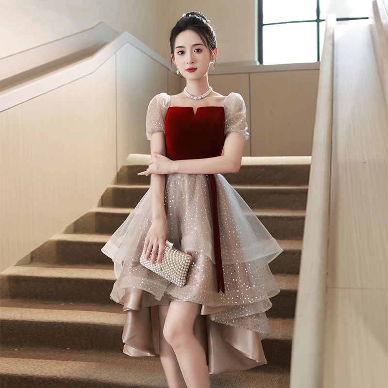 2025 春季小柄女性用 <!-利用不可文字-!>婚 卒業式イブニングドレス 司会者 パーティー用ファッションシック ワンピース-5.12LYC682人気注目