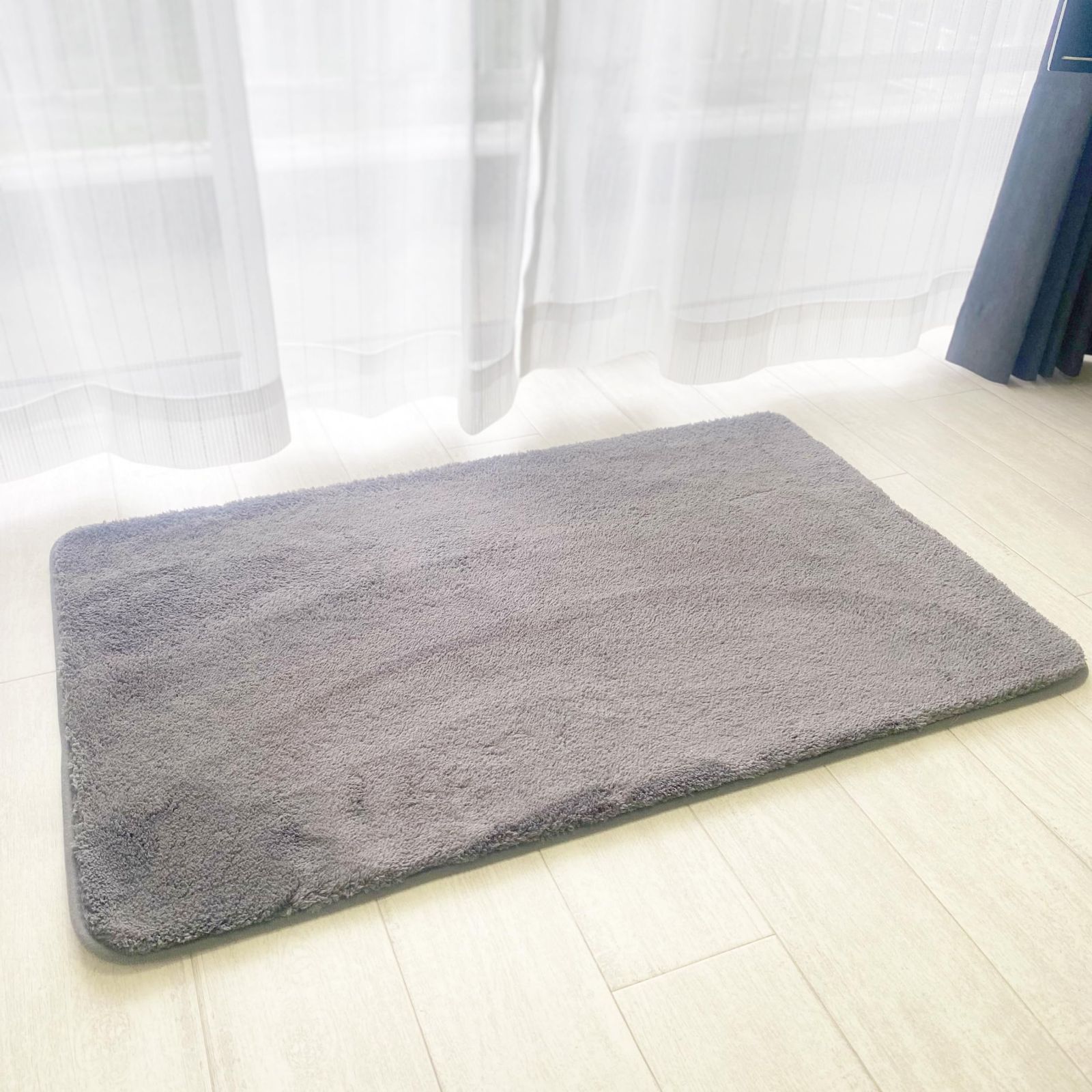 洗えるシャギーマット グレー