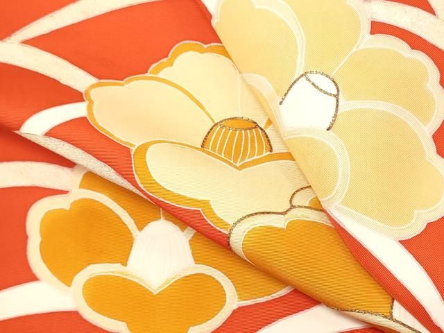 塩瀬　名古屋帯　椿　金駒刺繍 塩瀬 名古屋帯 椿 金駒刺繍 名古屋帯 ちりめん染帯 友禅金彩加工