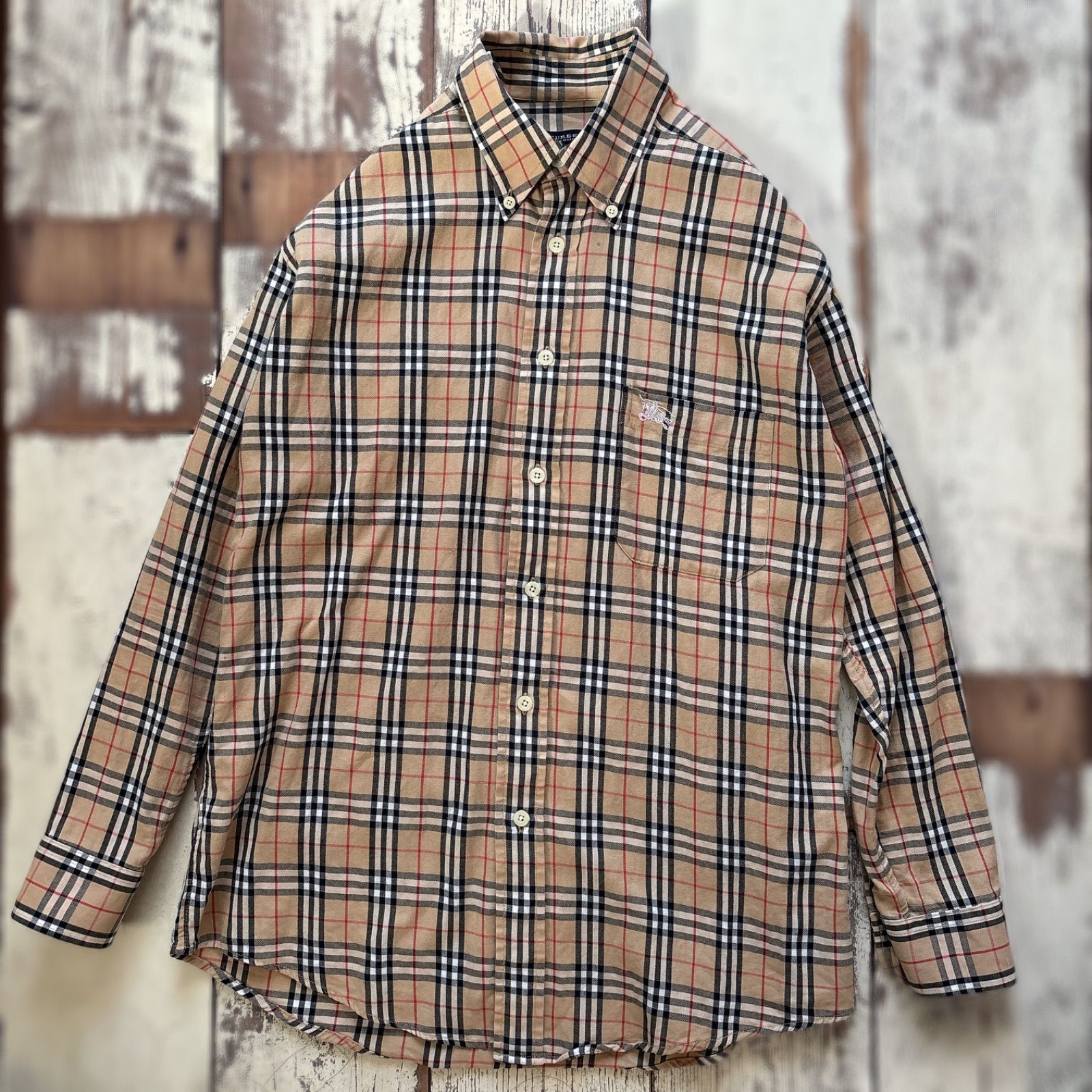 Burberry バーバリー 長袖シャツ ノバチェック ベージュ ボタンダウン 