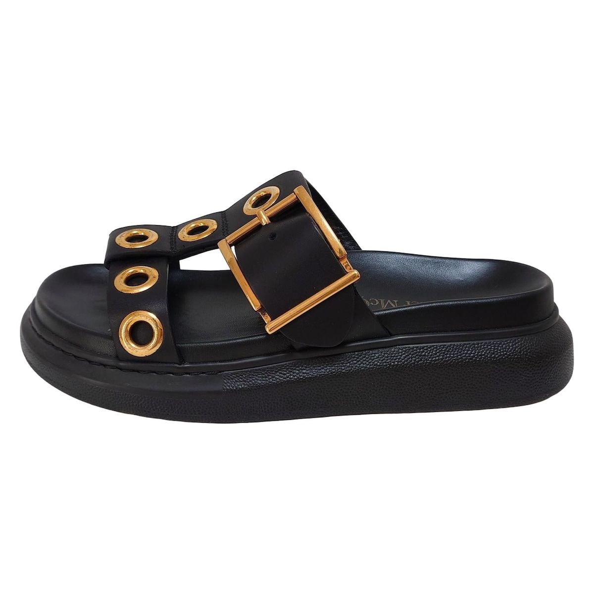 ALEXANDER McQUEEN アレキサンダーマックイーン サンダル 36 レディース - 黒 ハトメ レザー