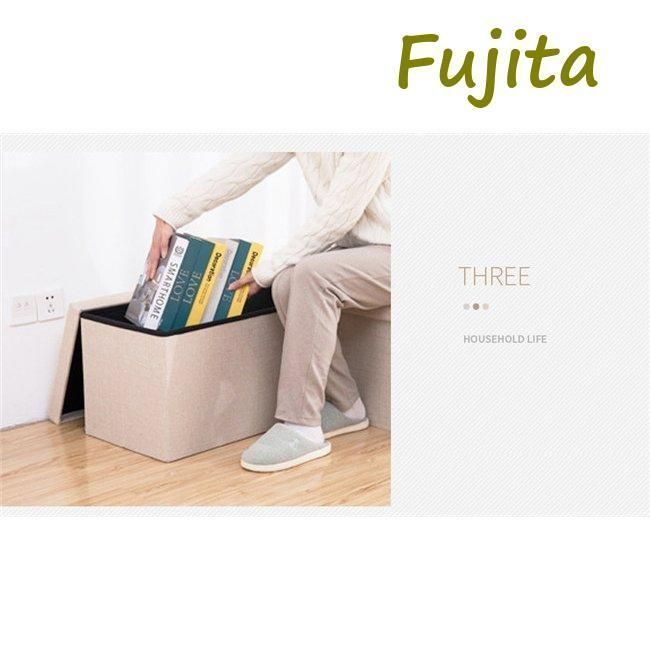 収納スツール大容量折りたたみ座れる収納ボックス ペンチオットマン綿麻布製椅子クッションフタ付きチェアツールボックス