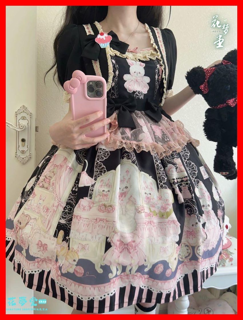 うさぎ柄ロリータワンピース♪普段着に最適な