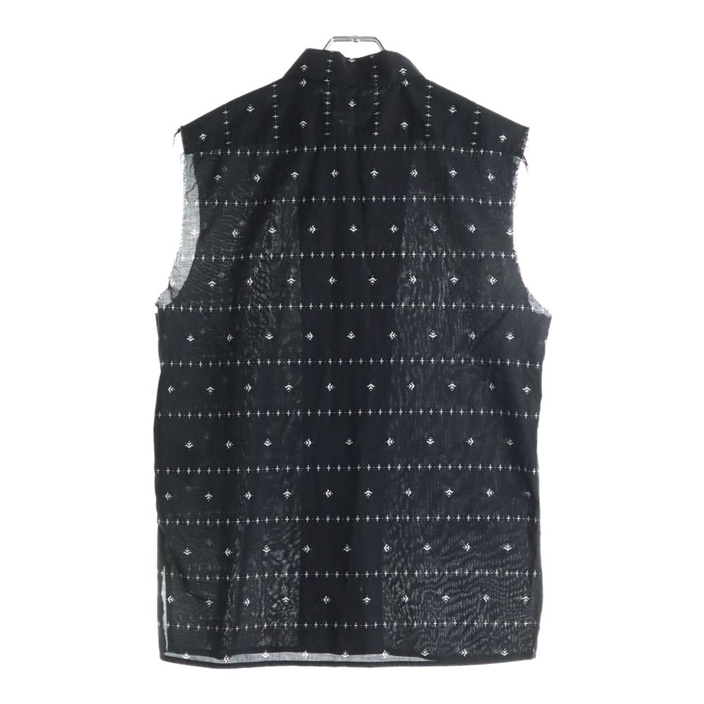 SAINT LAURENT PARIS サンローランパリ 19SS 総柄デザインノースリーブシャツ 袖カットオフ ブラック 552843 Y085U