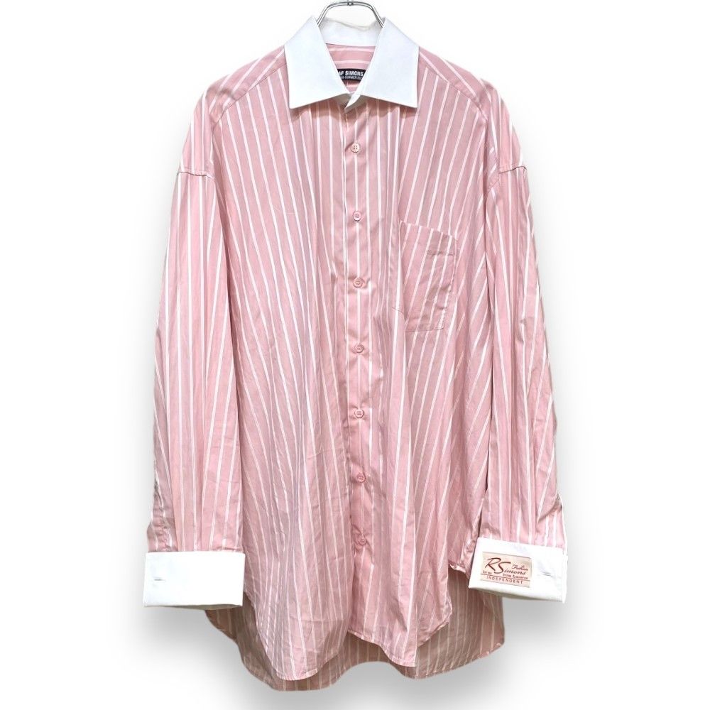 RAF SIMONS 22SS Stripe Shirt 長袖ストライプシャツ Sサイズ ピンク 