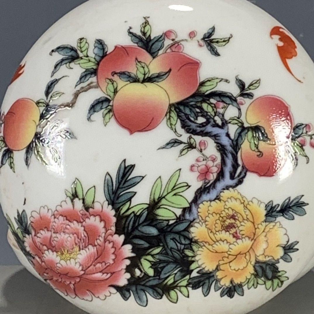 パステル寿桃筆箱 書道具 文房具 装飾品现代工芸品 美術品 置物 パステル寿桃花卉印泥盒 書籍道具 文房具 現代工芸品 美術品