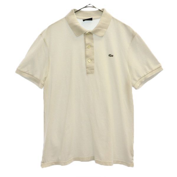 ラコステ ワンポイント ロゴ刺繍 半袖 鹿の子ポロシャツ 3 ホワイト LACOSTE 日本製 メンズ 【中古】  【230521】