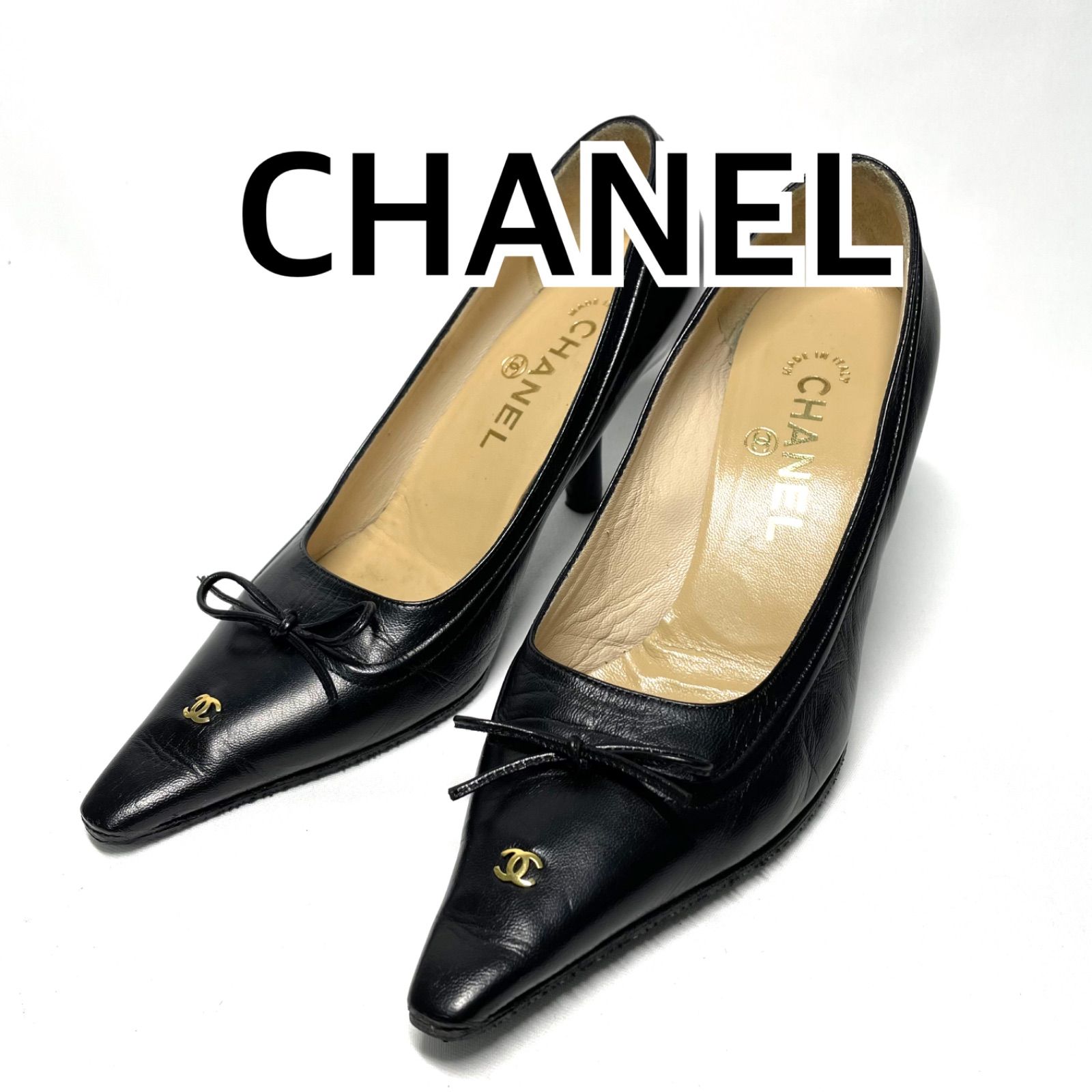 CHANEL ブラック ハイヒール　ココマーク35 1/2 （22.5㎝） CHANEL シャネル ココマーク パンプス ヒール ブラック 表記サイズ 35