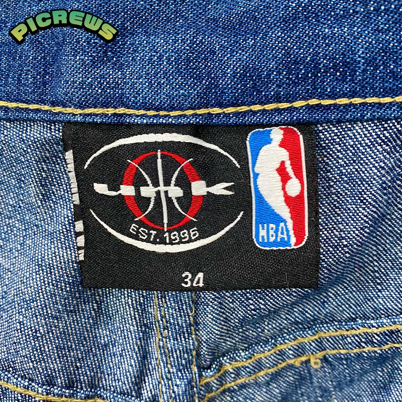 unk NBA 総柄 ワッペン ワイドデニム 刺繍 オールスター バギー