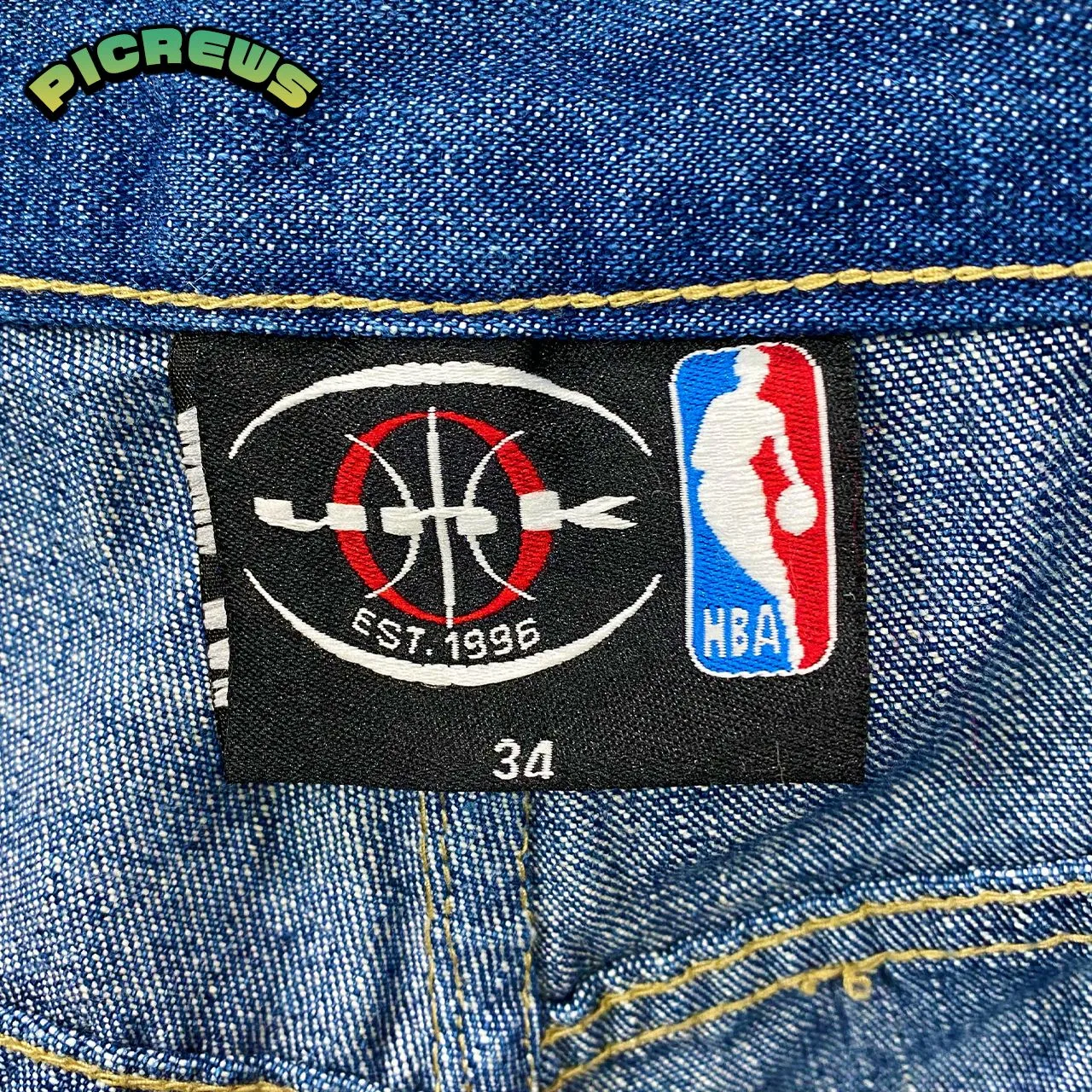 unk NBA 総柄 ワッペン ワイドデニム 刺繍 オールスター バギー パンツ