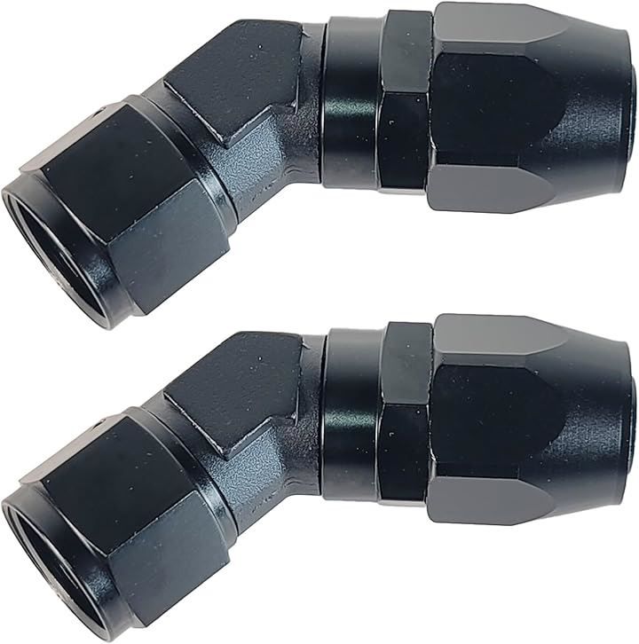 Lezalic 互換品 オイルクーラー ホースエンド アダプター 45 2個セット アルミ製 フィッティング 冷却系 継手 鍛造 社外品(AN12 (2個セット))