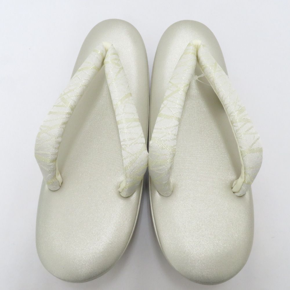 草履 バッグセット 白梅謹製 礼装用 Lサイズ フォーマル ホワイト×シャンパンゴールド 芝柄 24.5cm 日本製 牛皮底面