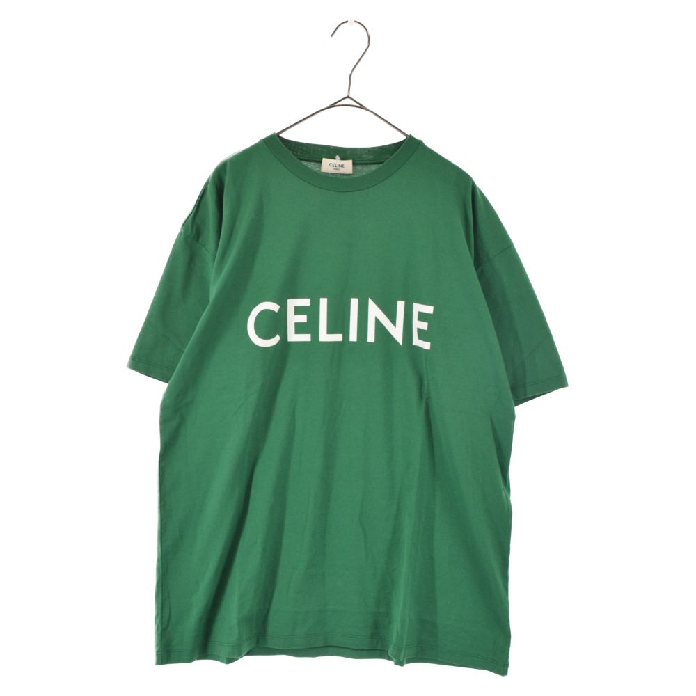 CELINE (セリーヌ) 21SS ロゴプリントデザイン 半袖Tシャツ カットソー グリーン 2X681501F