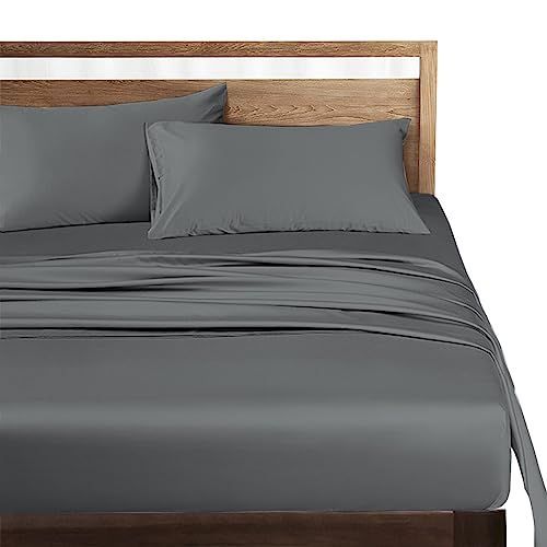 グレー_ボックスシーツ シングル-100×200×30cm ボックスシーツ シングル 高?綿100％ ホテル品質 シーツ ベッドシーツ サテン織り 300本高密度生地 マットレスカバー ベッドカバー 防ダニ 抗菌 滑らか 柔らかい グレー 100×200×3