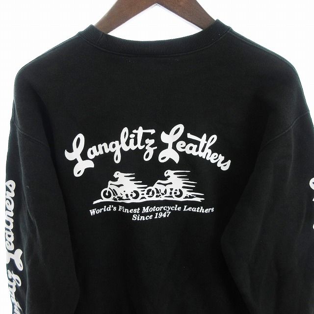 LANGLITZ LEATHERS スウェット　黒　サイズＬ ラングリッツレザー Langlitz Leathers トレーナー スウェット