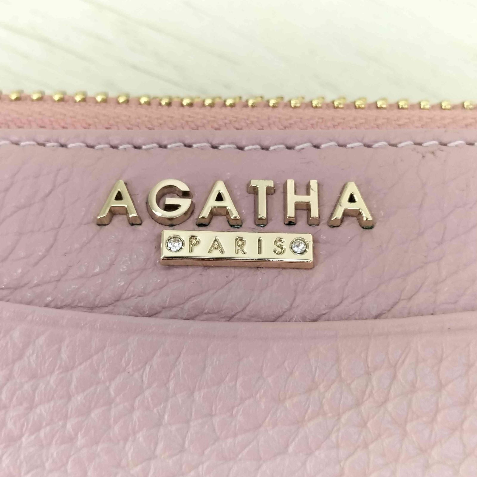 ふーじー　AGATHA アガタ ピンクゴールド 牛革 チェーン付き 長財布 ふーじー様専用 AGATHA アガタ ピンクゴールド 牛革 チェーン