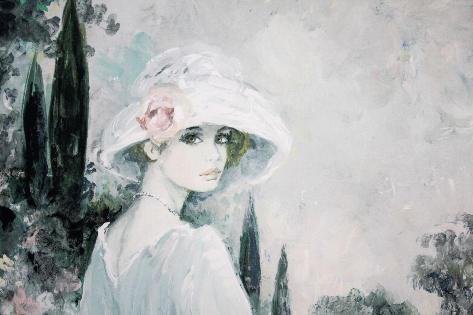 ベルナール・シャロワ『白いドレス』リトグラフ【真作保証】 絵画 ベルナール・シャロワ 『白いドレス』 リトグラフ - 北海道画廊
