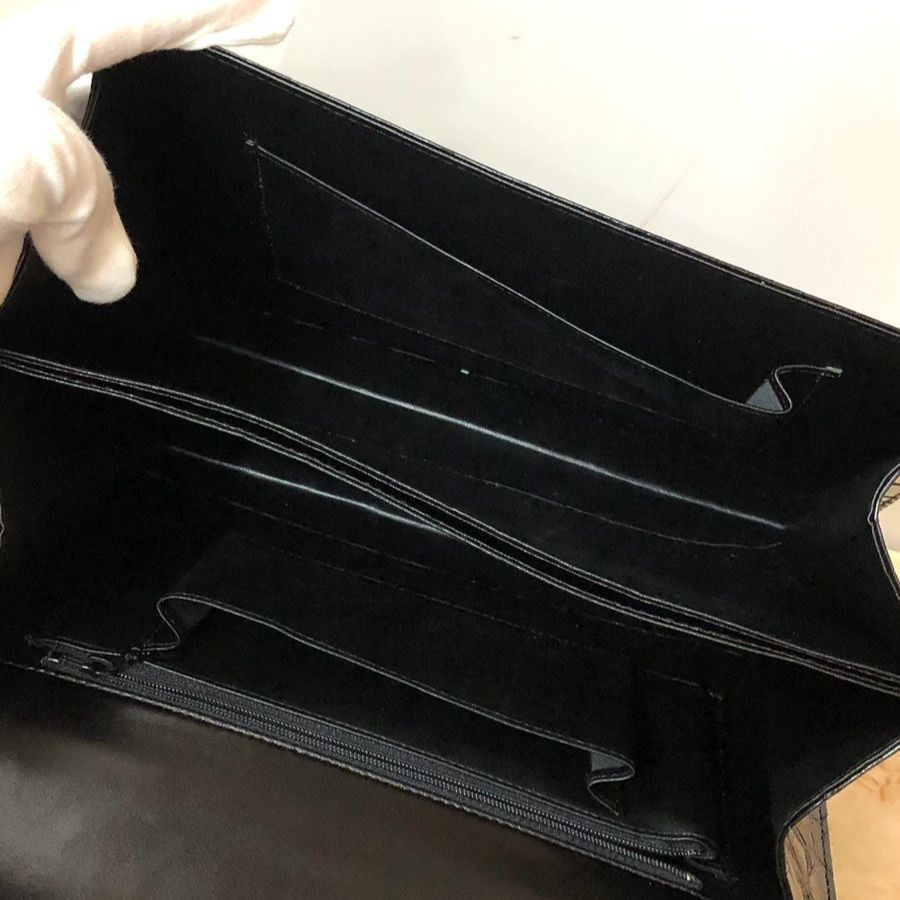 クロコ シャイニング加工 ハンド バッグ ブラック系 JRAマーク クロコ シャイニング加工 ハンド バッグ ブラック系 JRAマーク