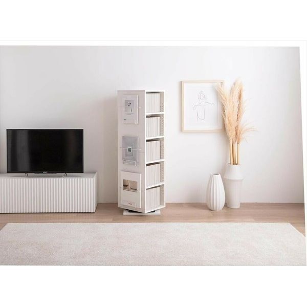 ブックシェルフ 幅36cm 回転式 5段タイプ 本棚 回転本棚 可動棚 ディスプレイラック マンガ収納 雑誌収納 収納棚 収納家具 スリム 省スペース シンプル おしゃれ かわいい リビング ワンルーム 1人暮らし MARWIL-DEMENAGEMENTS_CH