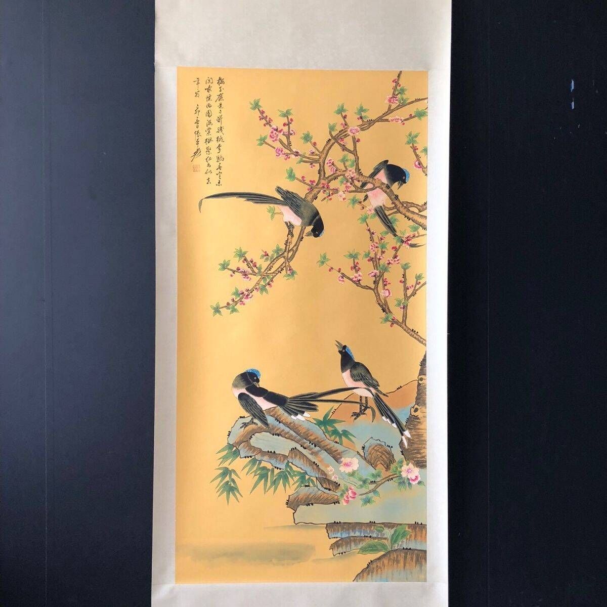中国古美術☆純手描き十二条屏・十二金釵仕女画芯☆国画・張大千