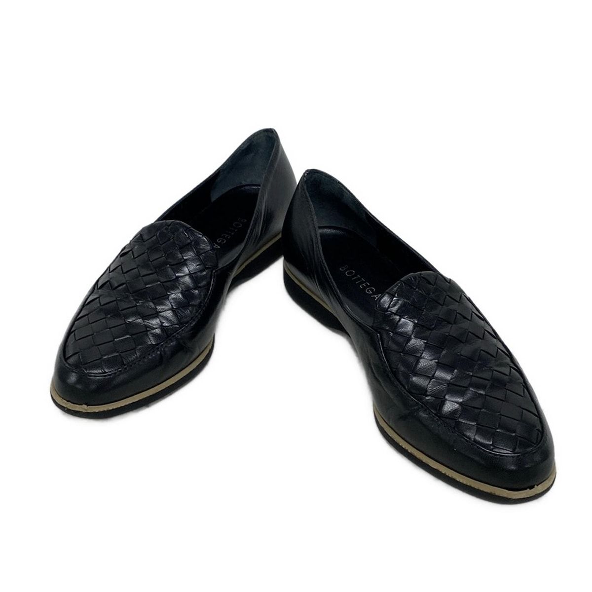 【希少】ボッテガヴェネタ イントレチャート フラットシューズ ローファー 黒 BOTTEGA VENETA ボッテガヴェネタ ローファー HADDOCK ハドック