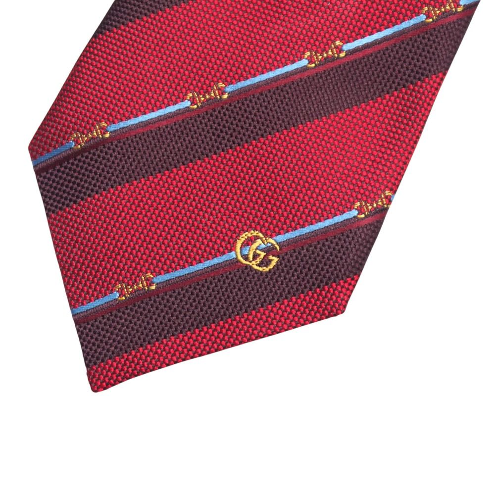 □美品□GUCCI グッチ ネクタイ CGロゴ ホースビット シェリーライン