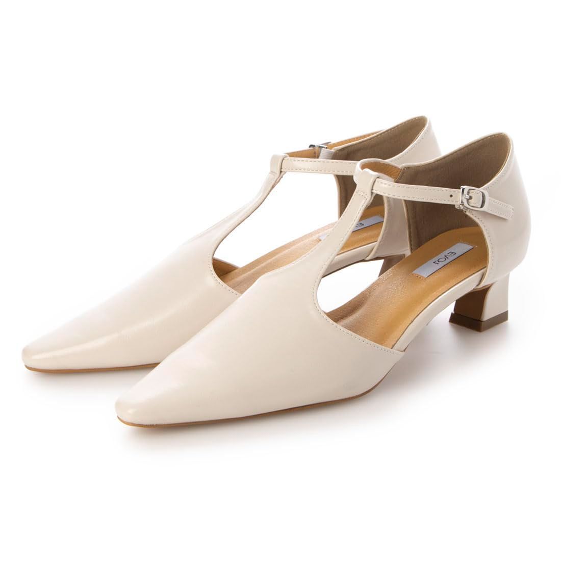 Size 24.0 cm_Color オフホワイト イーボル パンプス Tストラップフラットパンプス レディース IW5275 24.0 cm
