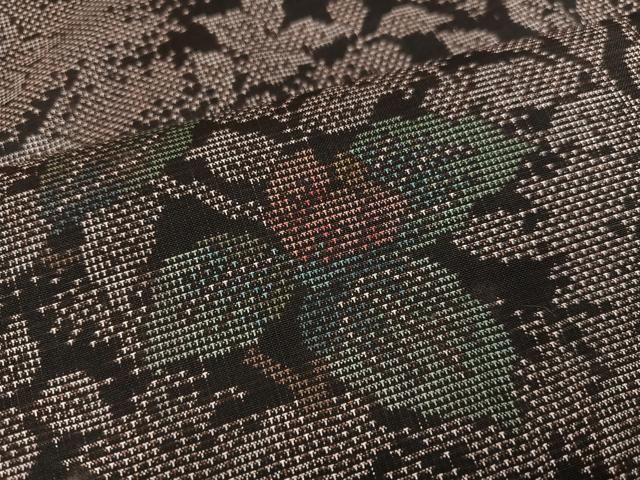 平和屋着物○本場大島紬 カタス7マルキ 枝花文 正絹 逸品 AAAZ7645ph