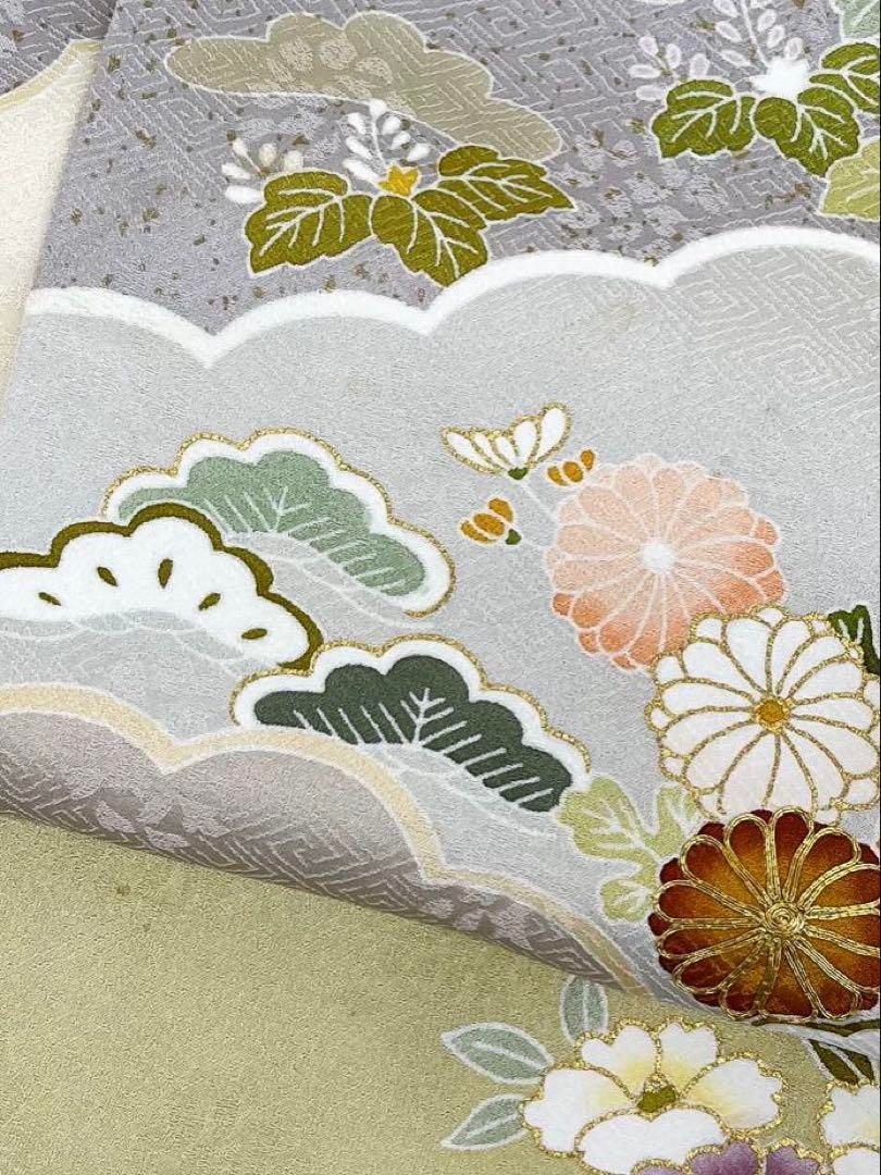 京友禅 訪問着 金駒 金彩 花 紋意匠 正絹 X493 京友禅 訪問着 金駒 金彩 花 紋意匠 正絹 X493 - メルカリ