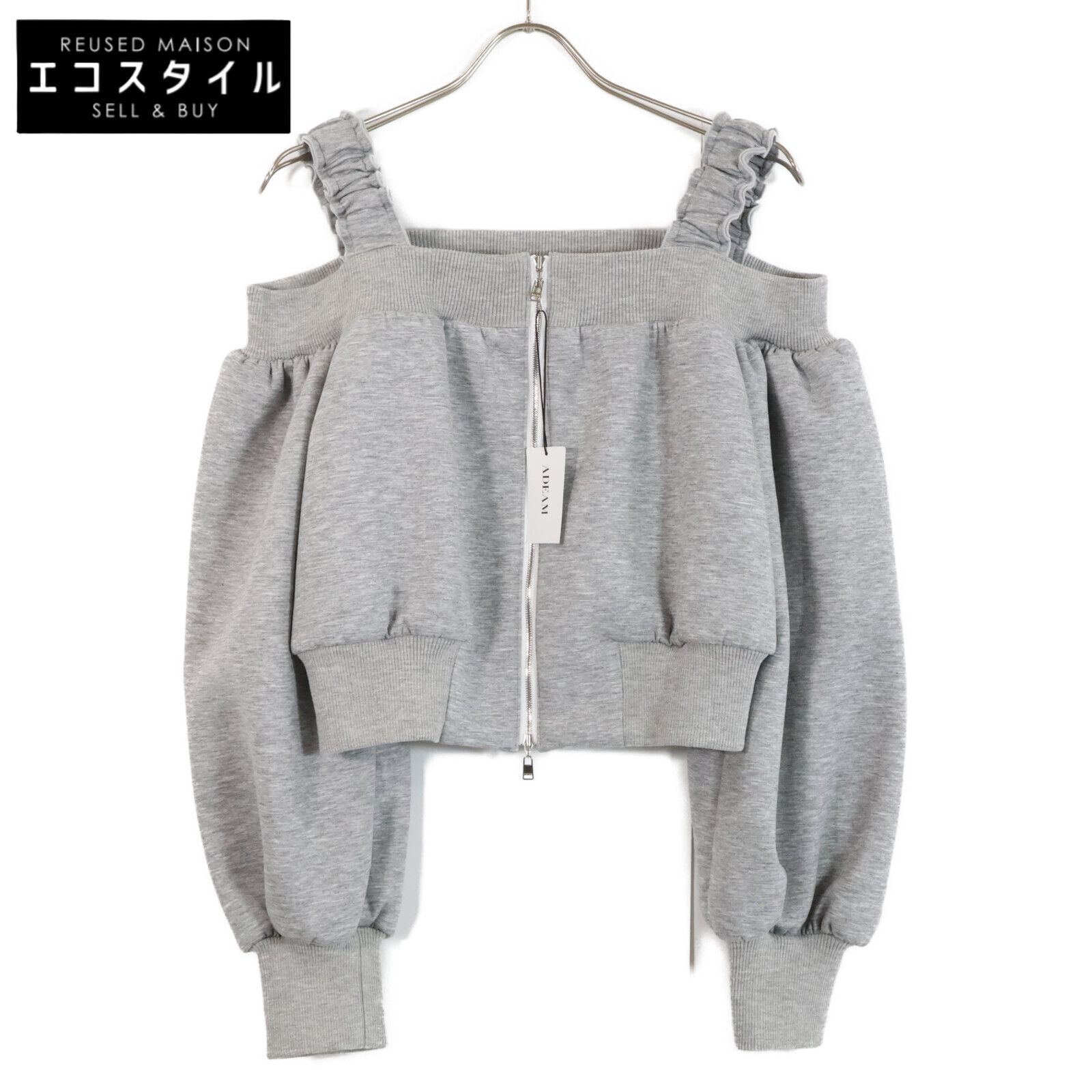 ADEAM アディアム 24FW 44899 Halle Jacket グレー オフショルダー W-ZIP スウェットジャケット O