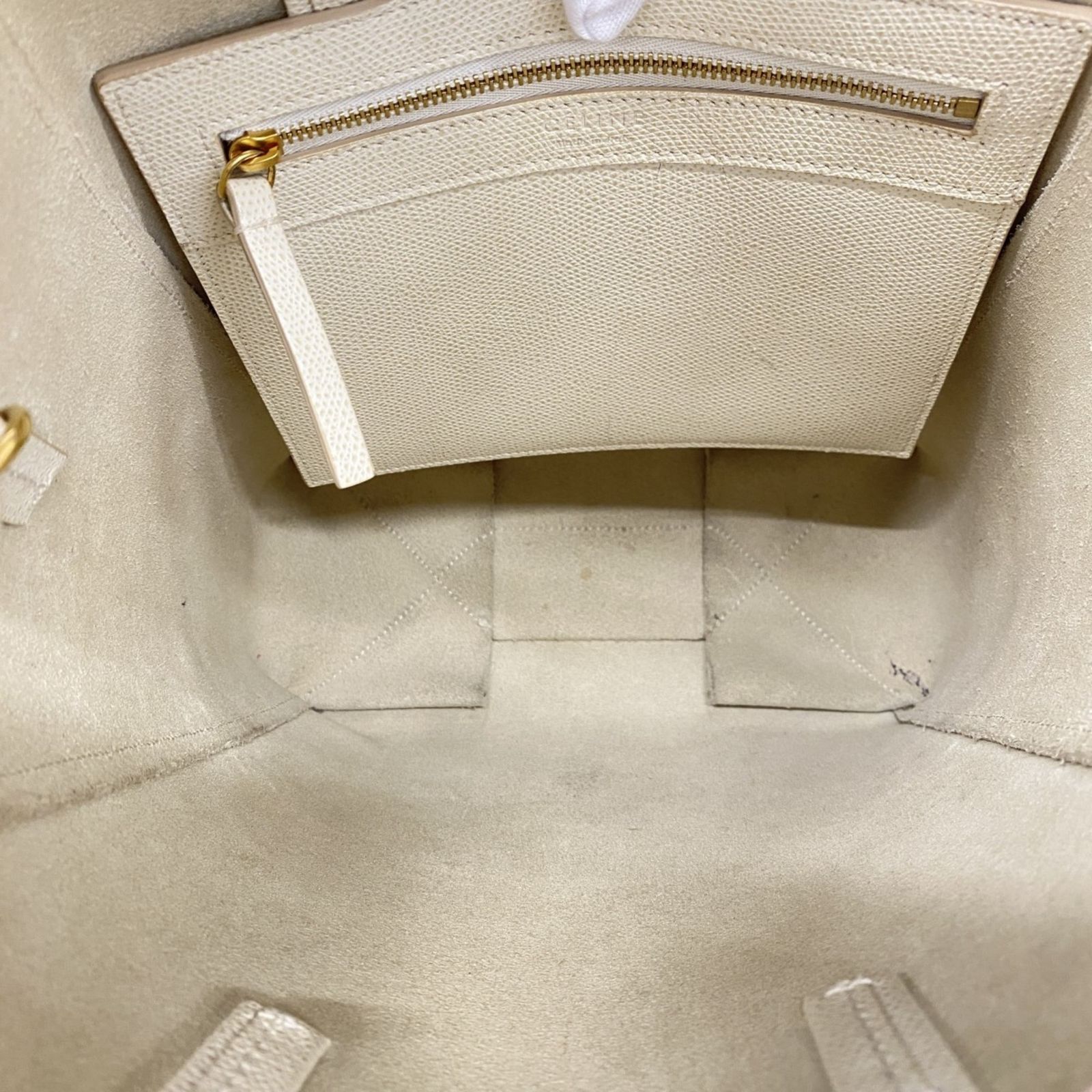 セリーヌトートバッグ ホワイト 合成皮革 セリーヌ CELINE ホリゾンタルカバ ショルダーバッグ レザー