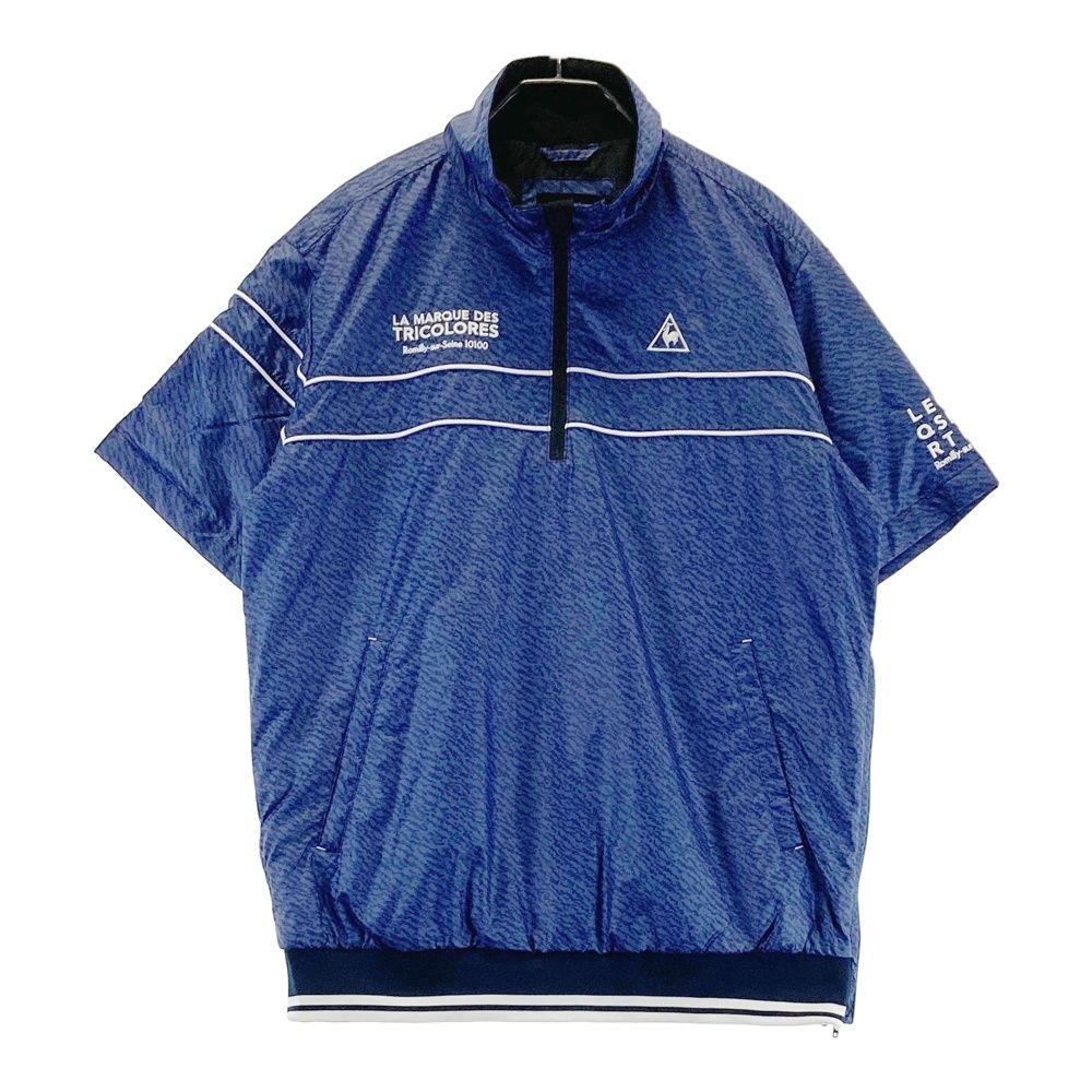 サイズ M LE COQ GOLF ルコックゴルフ ハーフジップ 中綿半袖ブルゾン 総柄 ブルー系 240101388969 ゴルフウェア メンズ ストスト