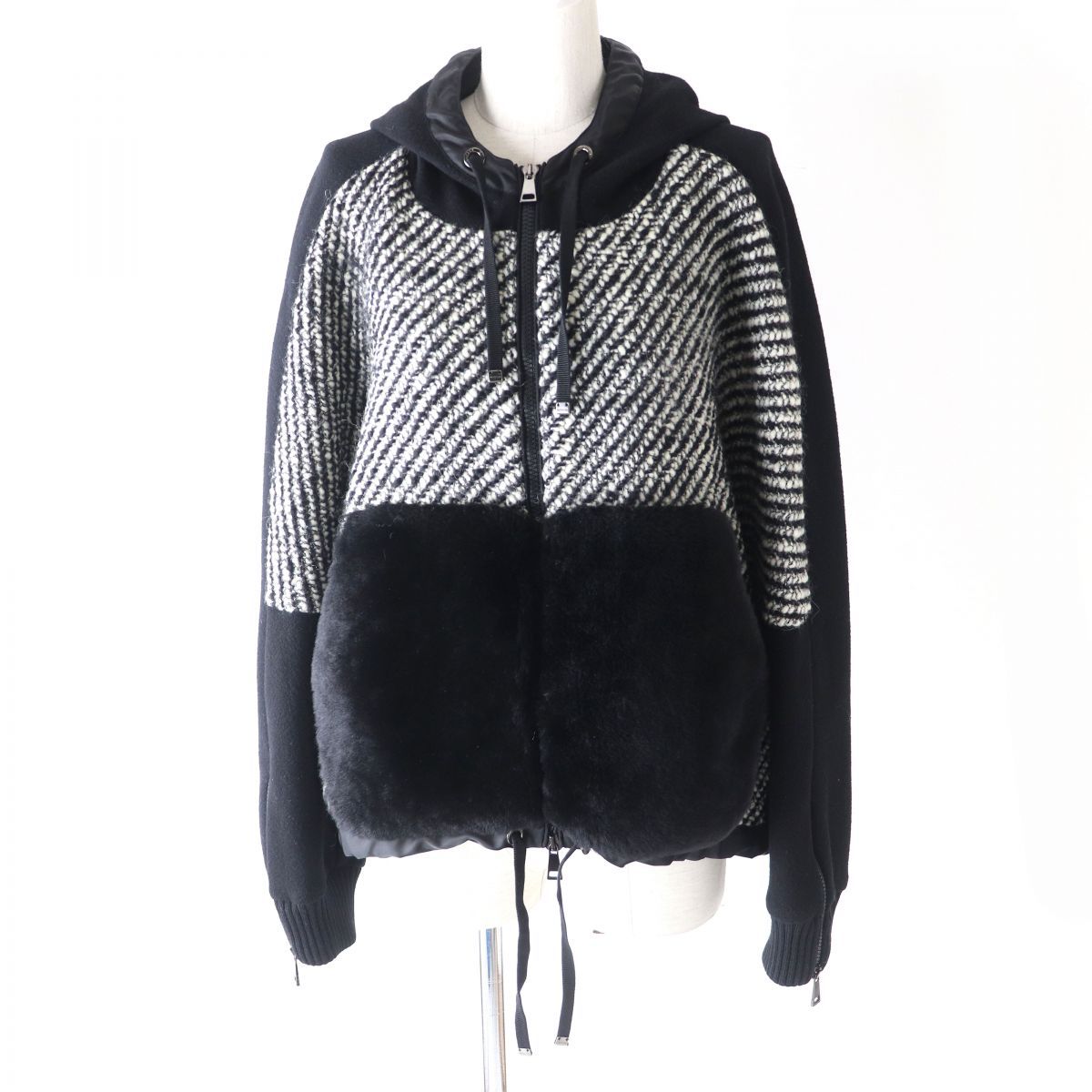 美品△正規 MONCLER モンクレール MAGLIA CARDIGAN ムートン使い