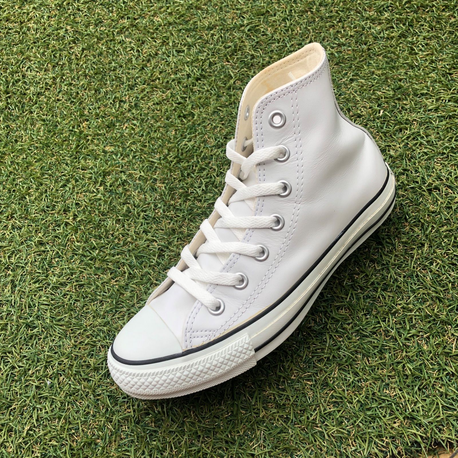 美品23.5 converse コンバース レザー オールスターHI HT682 - メルカリ