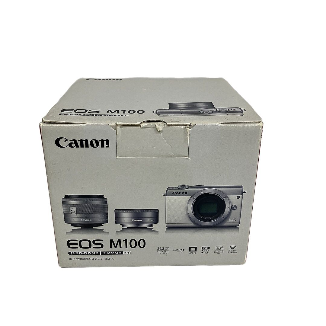  Canon EOS M 100 ダブルレンズキット ミラーレス一眼カメラ 15-45 mm 22 キャノン 良好 ミラーレス一眼 デジタルカメラ