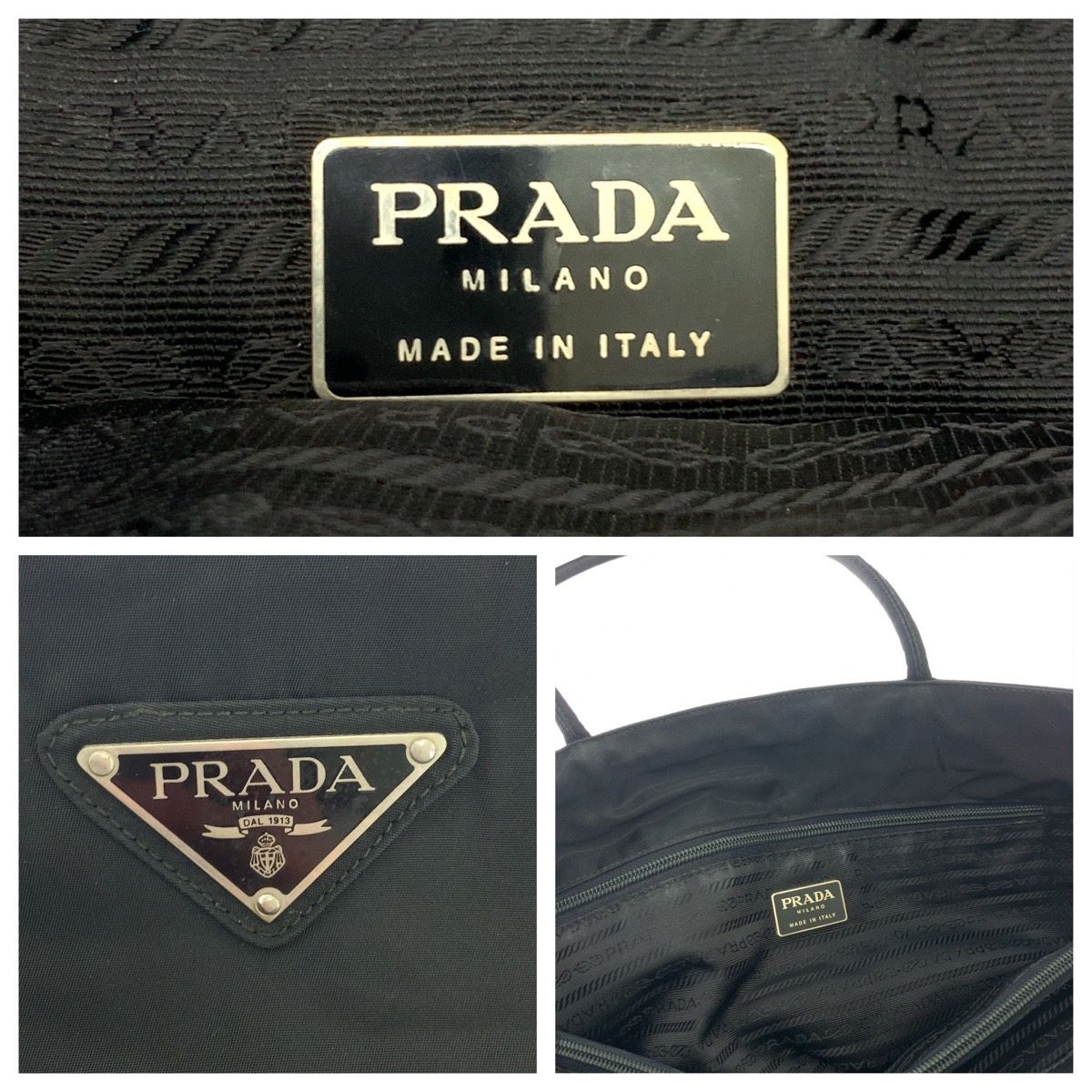 PRADA プラダ ヴィンテージ テスート 三角ロゴプレート ブラック 黒 