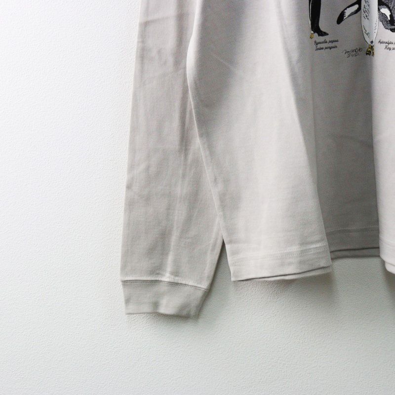 美品 2023年 マーブルシュッド marble sud Zukan penguin L/S TEE コットン長袖Tシャツ 薄グレー/日本製 トップス ロンT【2400014453720】 美品 2023年 マーブルシュッド marble sud Zukan penguin L/S