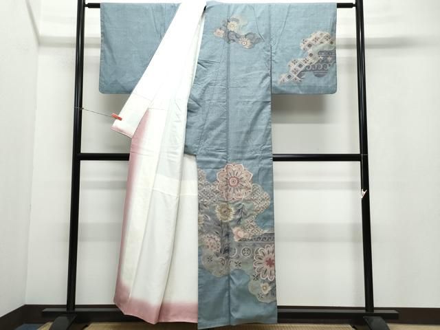 【逸品】●作家訪問着●縮緬●流水文様● 平和屋着物□訪問着 総絞り 流水花文 黒地 正絹 逸品 BAAK2746me