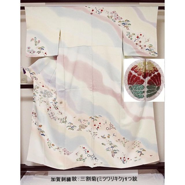 訪問着 袷 加賀紋 吉祥 松竹梅に鶴 154cm前後ベスト【優品】 - メルカリ